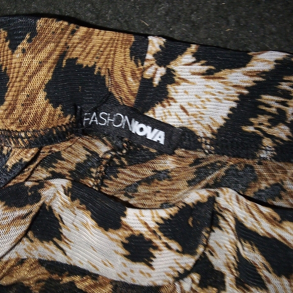 Feline Sexy Matcing Set wom Summer Bodycon Jumpsuit Leopard Long Sleeve Off S - Picture 10 of 13